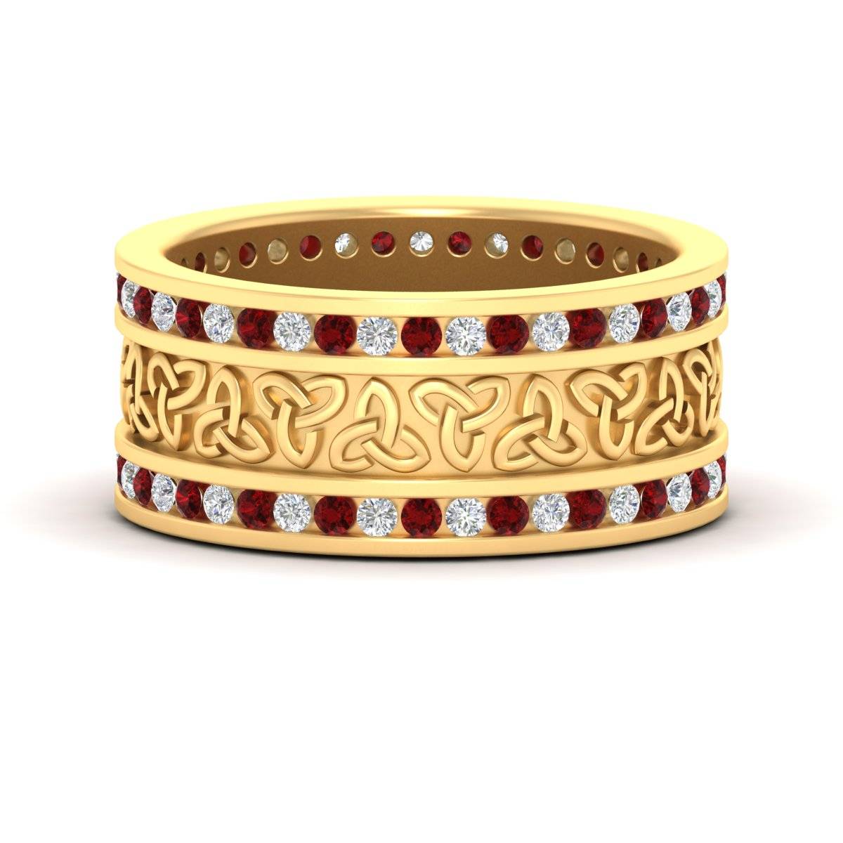 Celtic Knot Diamond Wide Wedding Band Ring