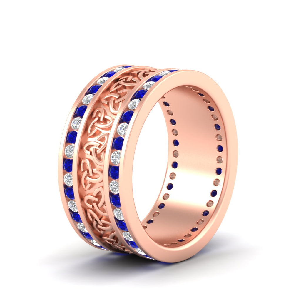 Celtic Knot Diamond Wide Wedding Band Ring