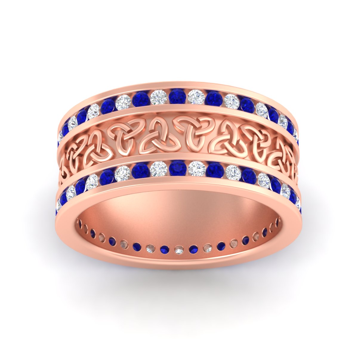 Celtic Knot Diamond Wide Wedding Band Ring