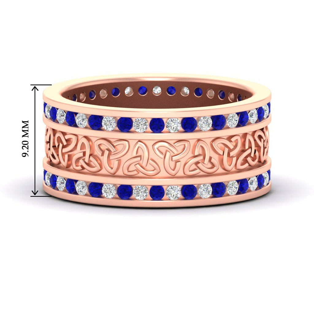 Celtic Knot Diamond Wide Wedding Band Ring