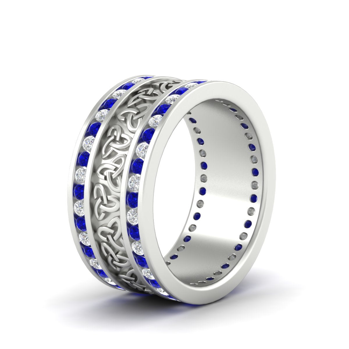 Celtic Knot Diamond Wide Wedding Band Ring