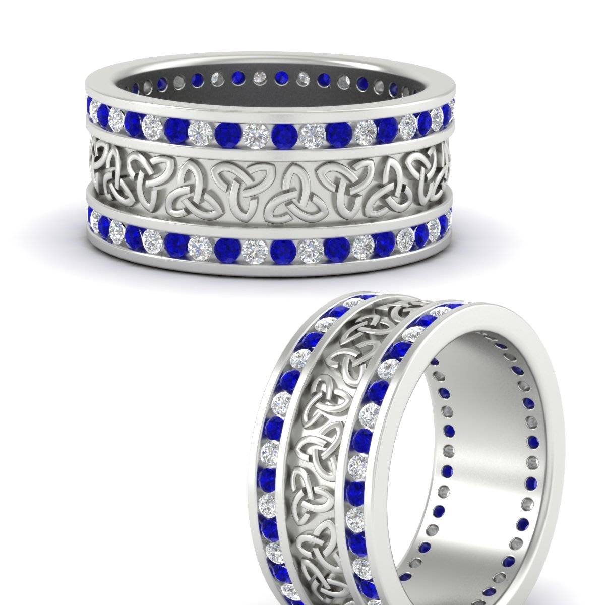 Celtic Knot Diamond Wide Wedding Band Ring