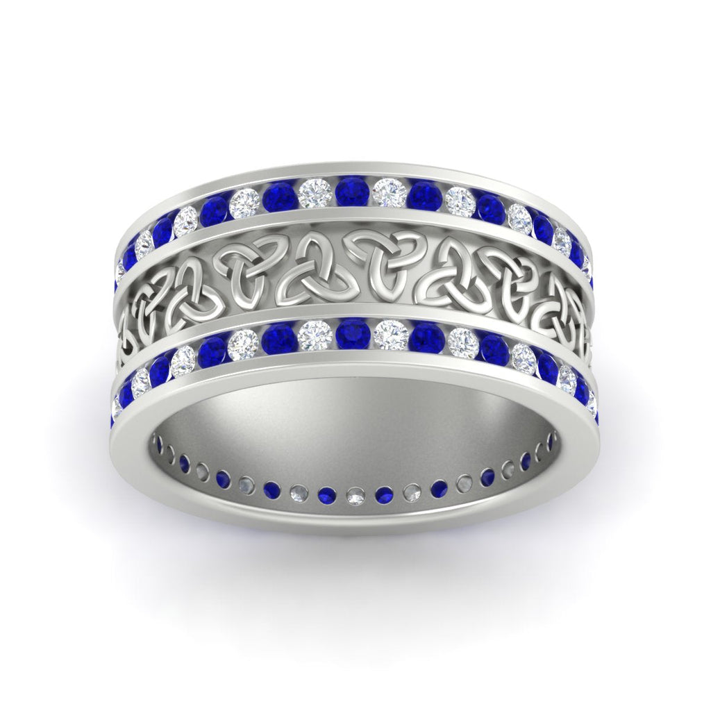 Celtic Knot Diamond Wide Wedding Band Ring