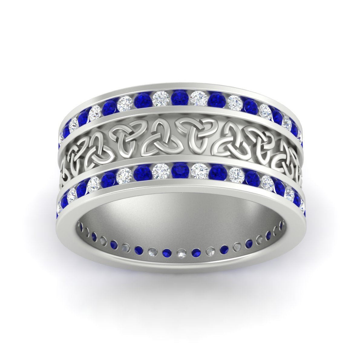 Celtic Knot Diamond Wide Wedding Band Ring