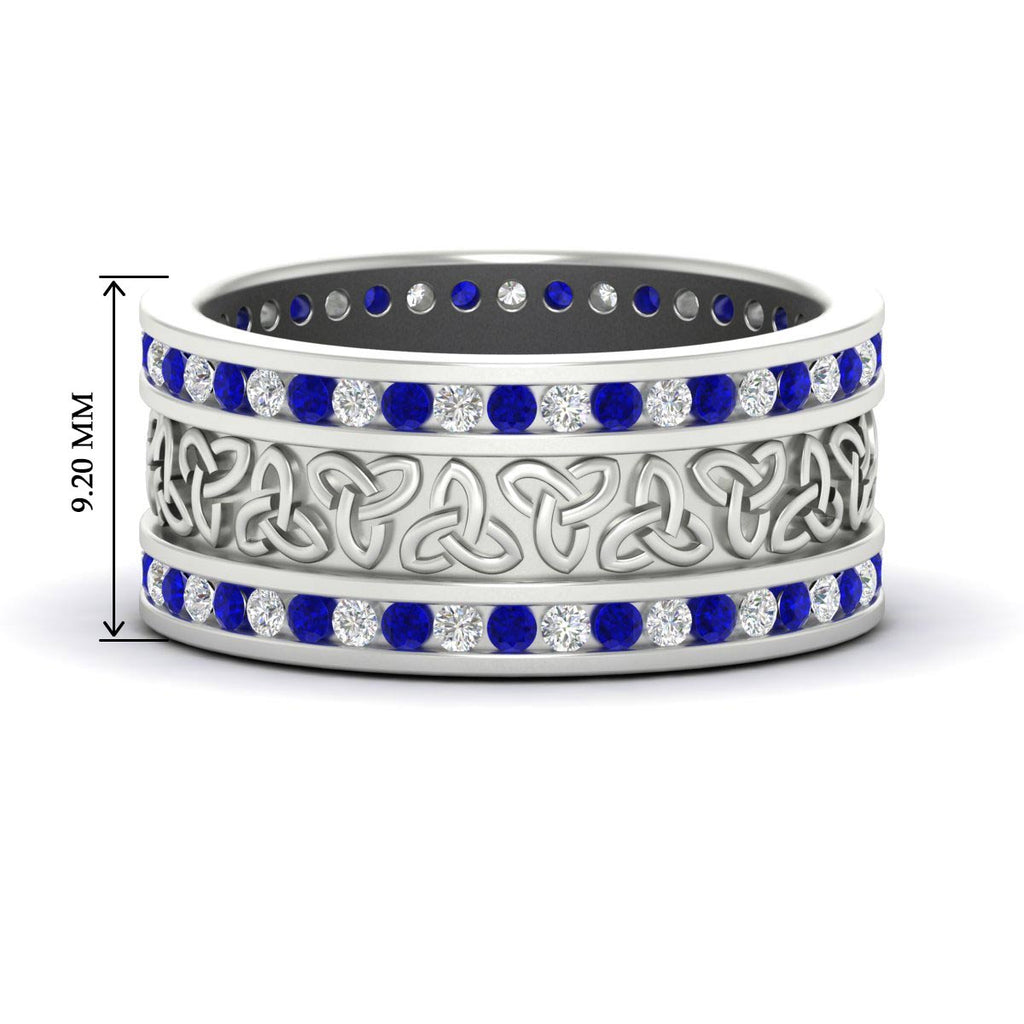Celtic Knot Diamond Wide Wedding Band Ring