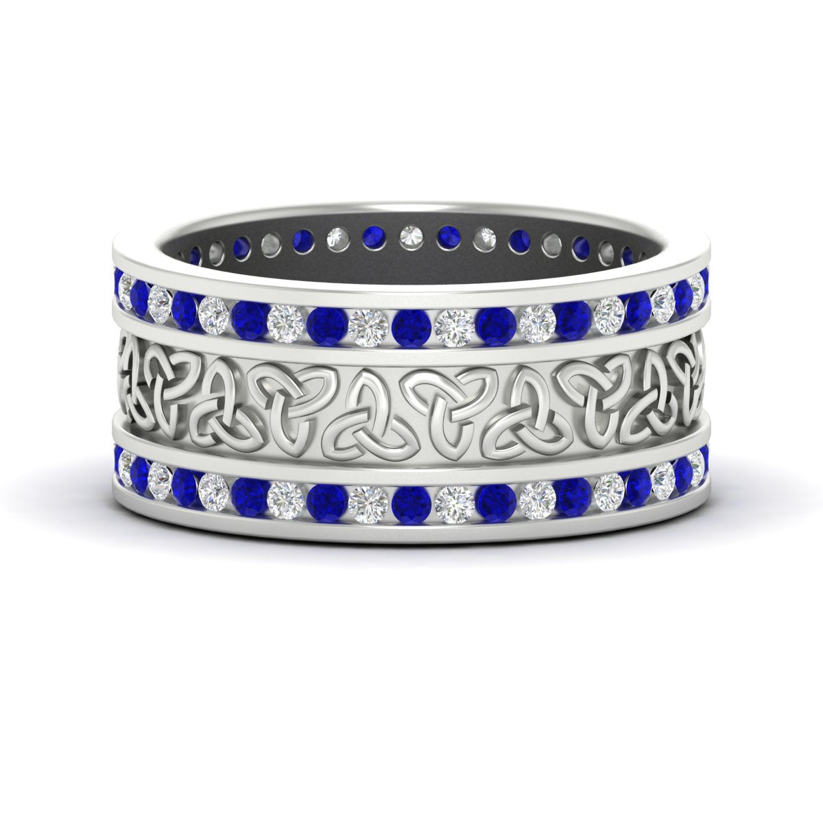 Celtic Knot Diamond Wide Wedding Band Ring