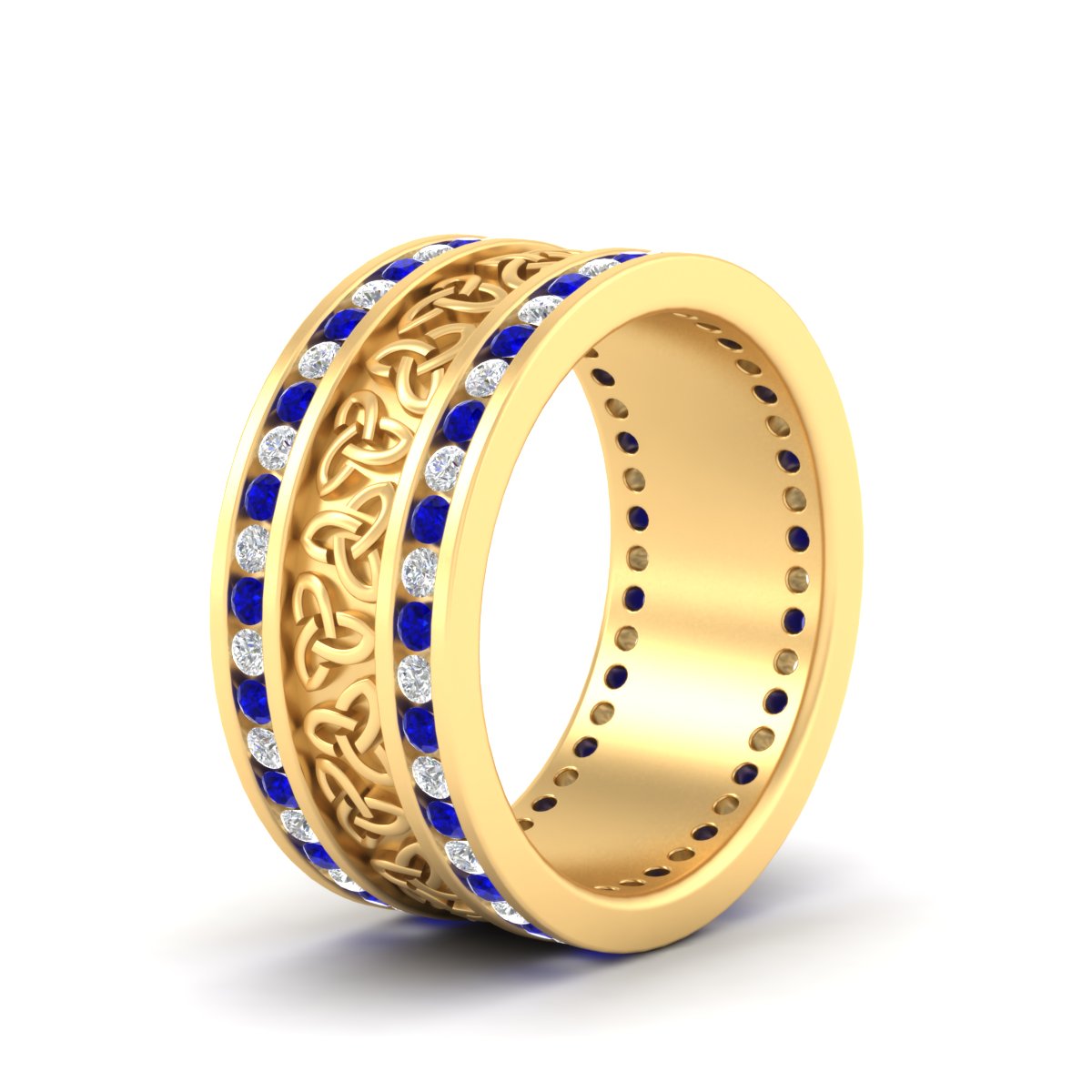Celtic Knot Diamond Wide Wedding Band Ring