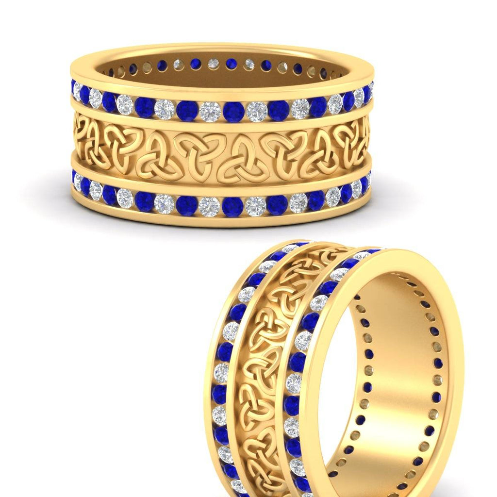 Celtic Knot Diamond Wide Wedding Band Ring