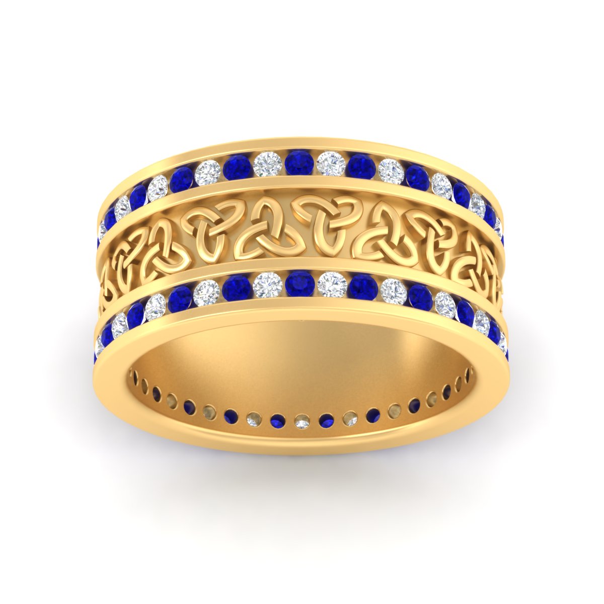 Celtic Knot Diamond Wide Wedding Band Ring