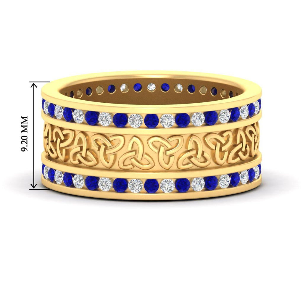 Celtic Knot Diamond Wide Wedding Band Ring