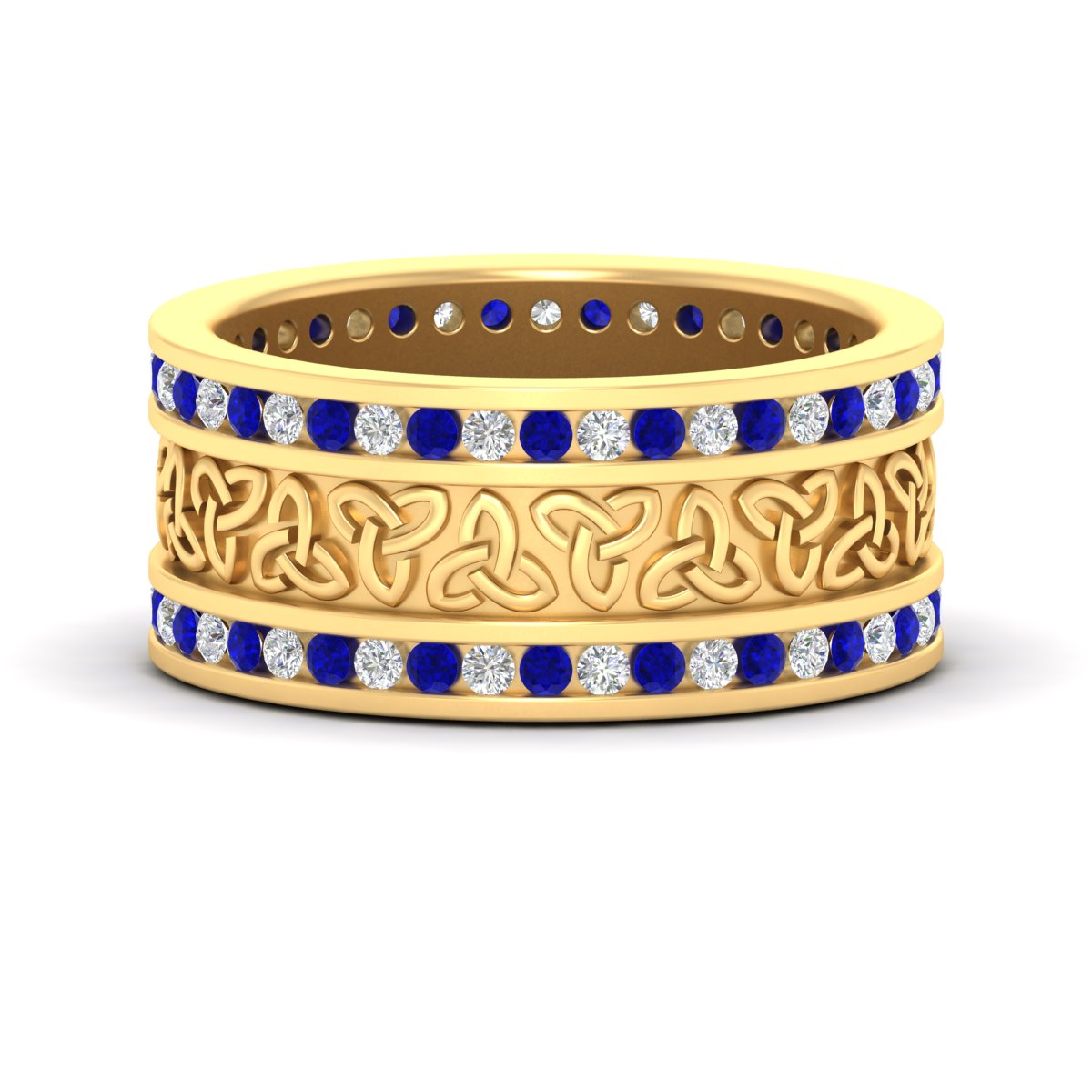 Celtic Knot Diamond Wide Wedding Band Ring