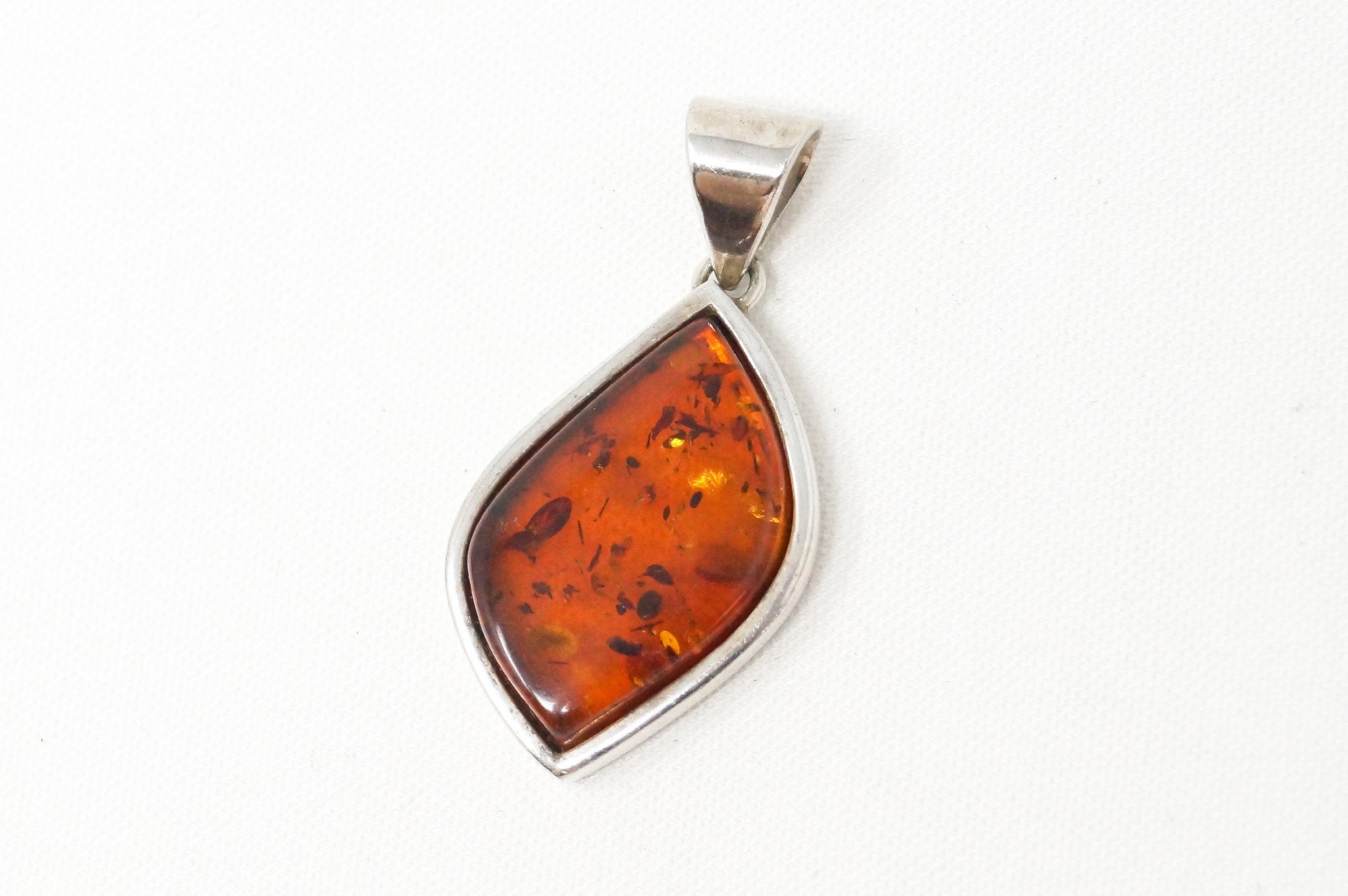 Vintage Amber Modernist Sterling Silver Necklace Pendant | Jewelry > Necklaces > Pendants | Wiccan Center