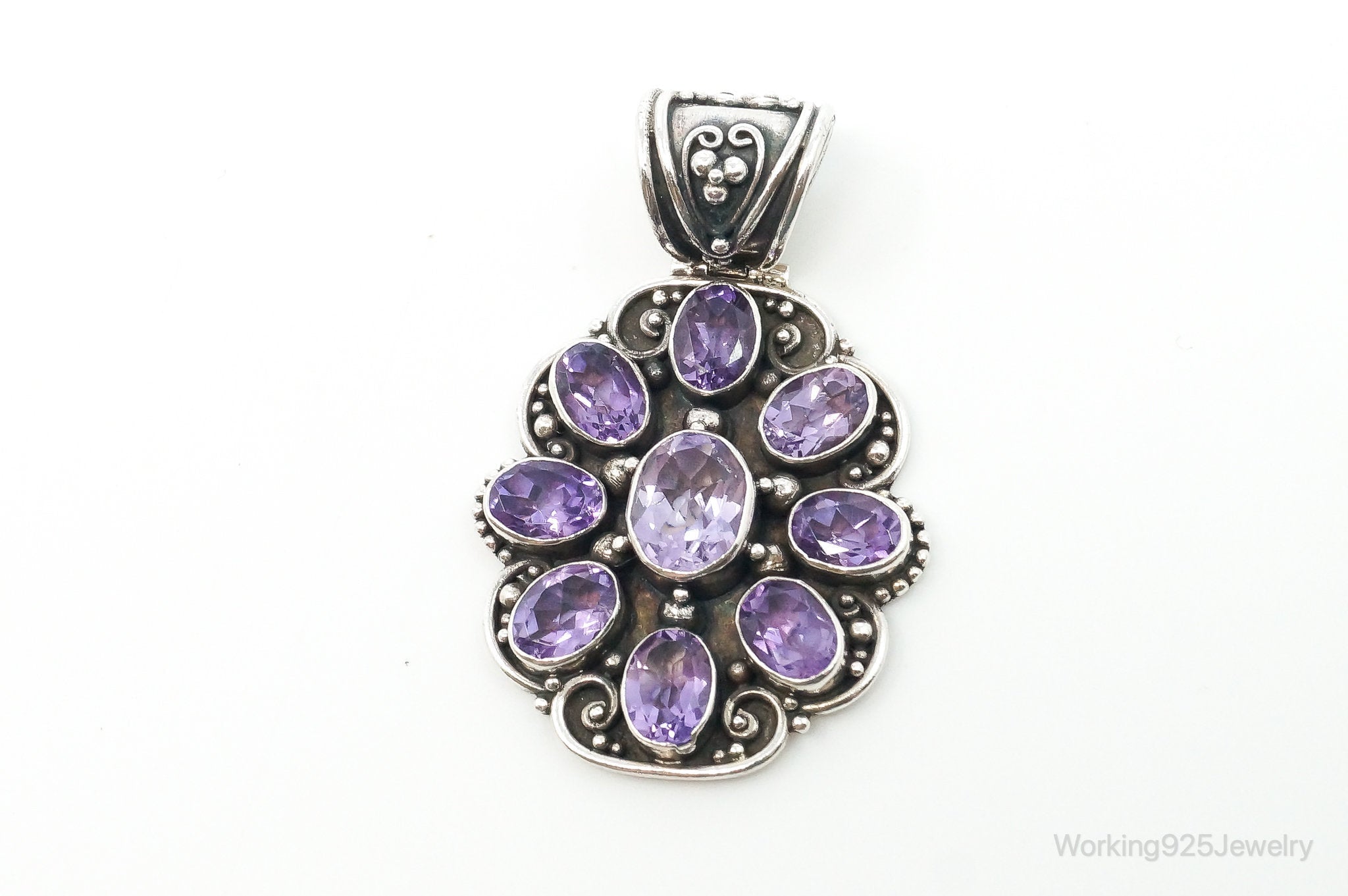 Large Indonesia Designer ATI Amethyst Sterling Silver Necklace Pendant | Jewelry > Necklaces > Pendants | Wiccan Center