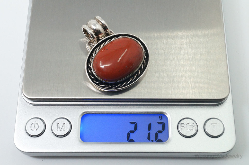 Vintage Large Designer DBJ Red Jasper Sterling Silver Necklace Pendant | Jewelry > Necklaces > Pendants | Wiccan Center
