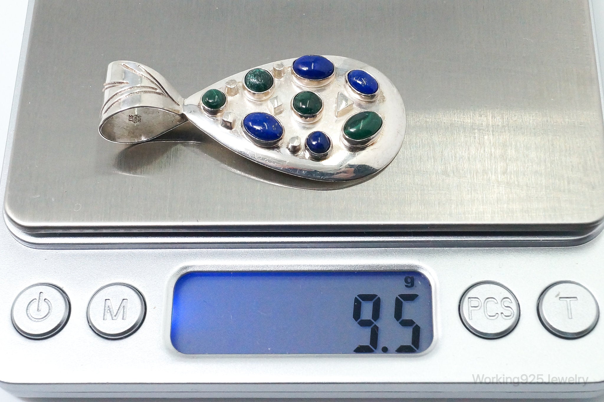 Large Desert Rose Trading Lapis Lazuli Malachite Sterling Silver Pendant | Jewelry > Necklaces > Pendants | Wiccan Center