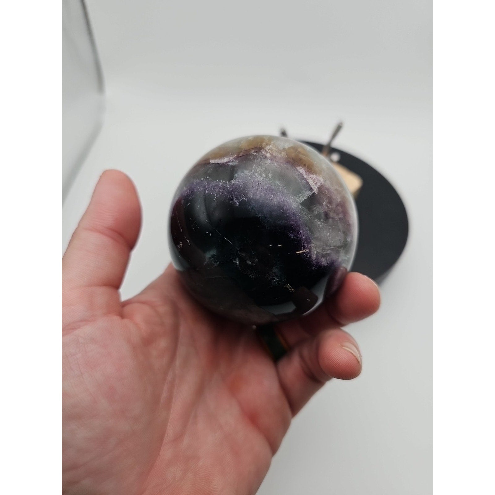 1.5LB Natural Colorful Fluorite Ball Quartz Crystal Energy Sphere crystal | Crystal Spheres & Eggs | Wiccan Center
