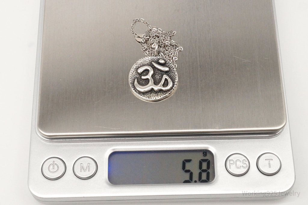 Vintage Om Symbol Sterling Silver Necklace | Jewelry > Necklaces > Pendants | Wiccan Center