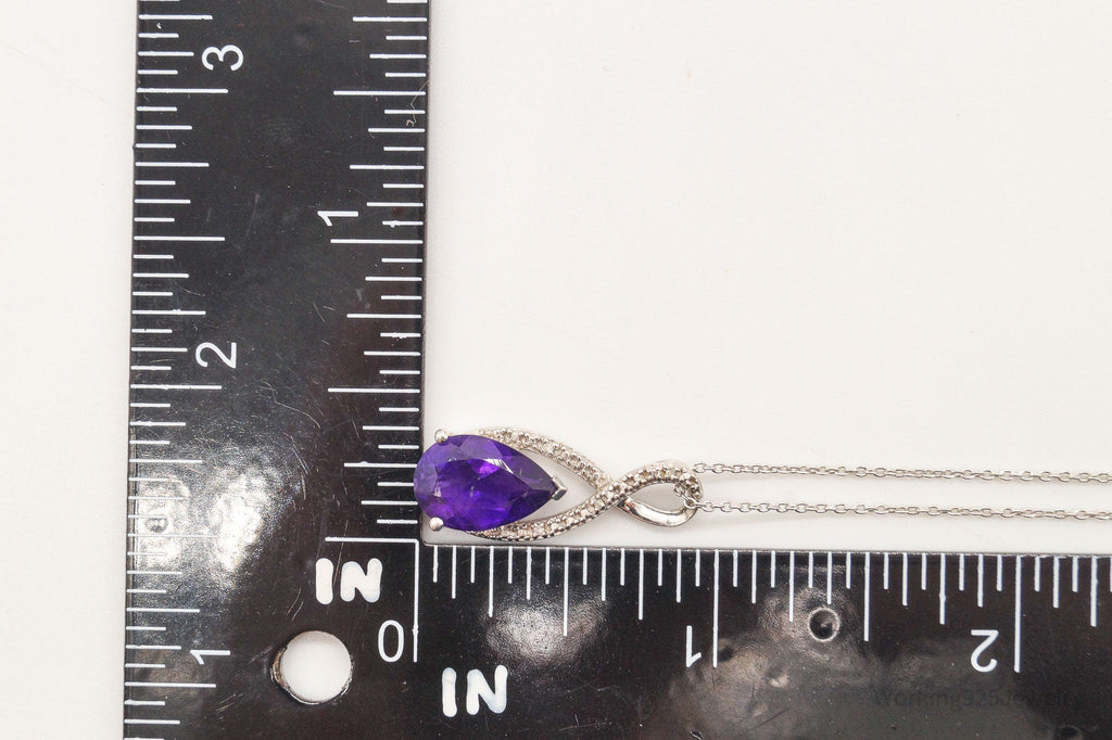 Vintage Designer Amethyst 4 Diamond Sterling Silver Necklace | Jewelry > Necklaces > Pendants | Wiccan Center