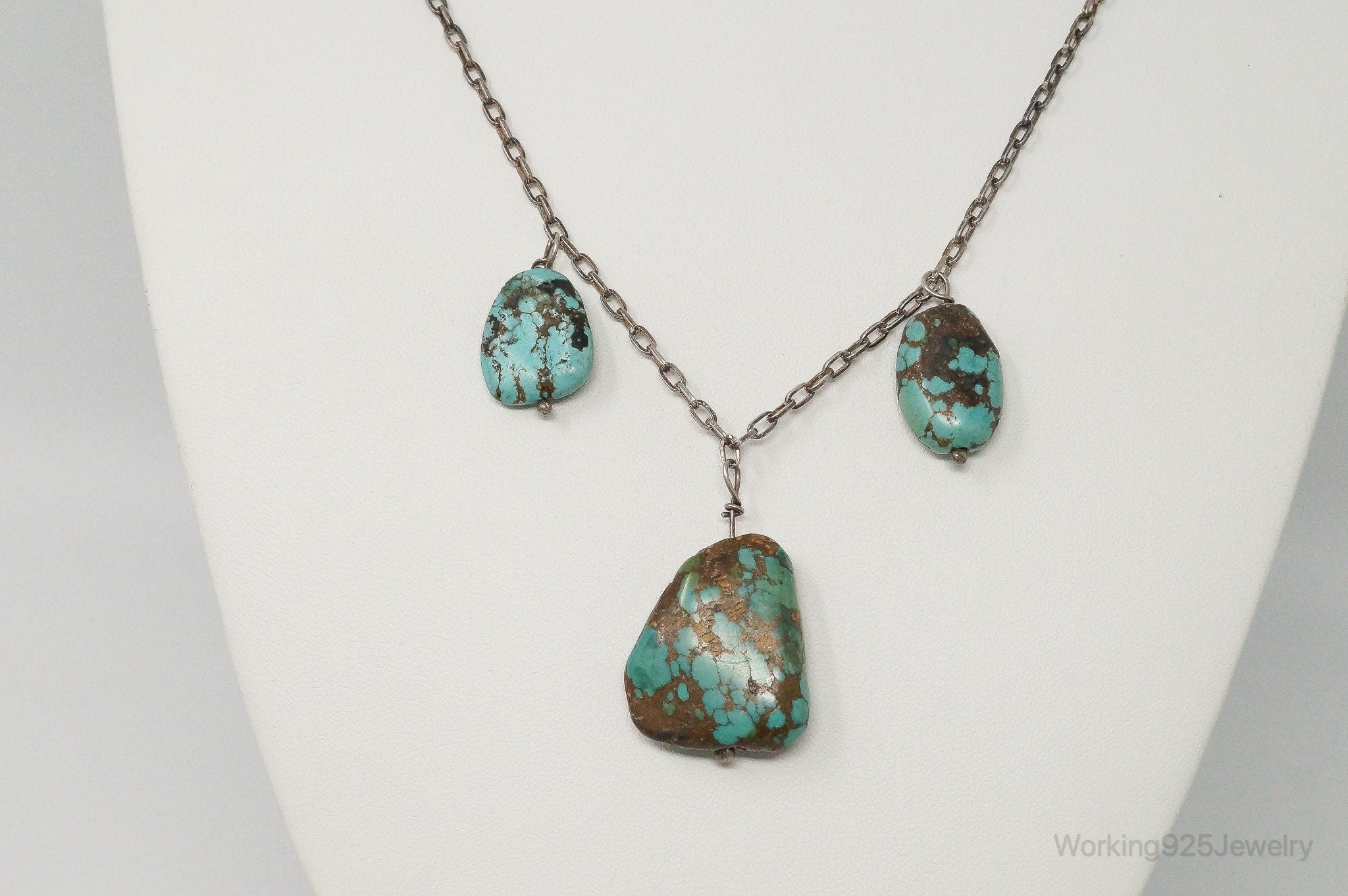 Vintage Native American Unsigned Turquoise Sterling Silver Necklace | Jewelry > Necklaces > Pendants | Wiccan Center