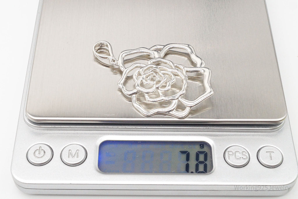 Large Vintage Designer JCM Jacmel Mauritius Sterling Silver Rose Pendant | Jewelry > Necklaces > Pendants | Wiccan Center