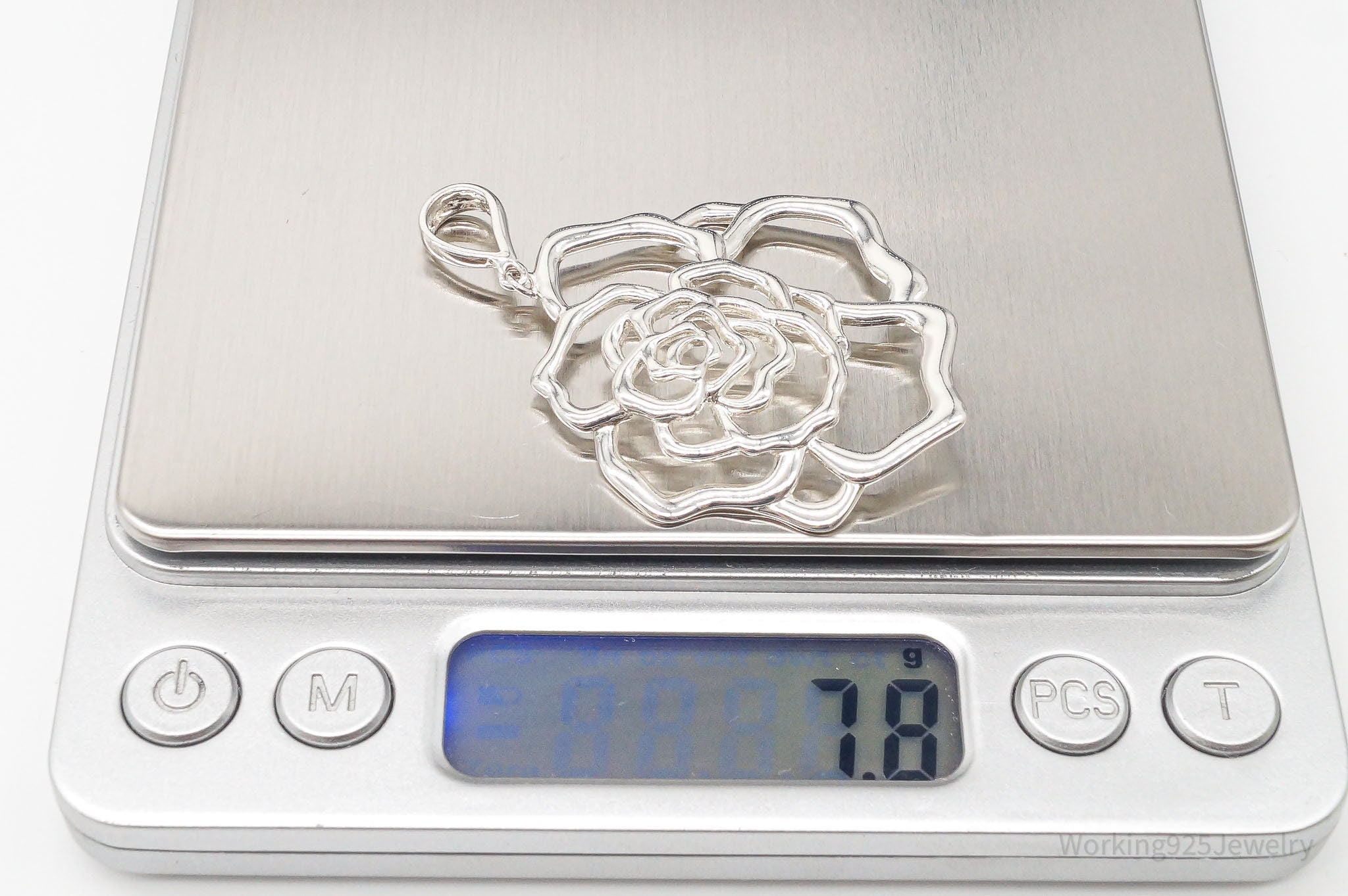 Large Vintage Designer JCM Jacmel Mauritius Sterling Silver Rose Pendant | Jewelry > Necklaces > Pendants | Wiccan Center