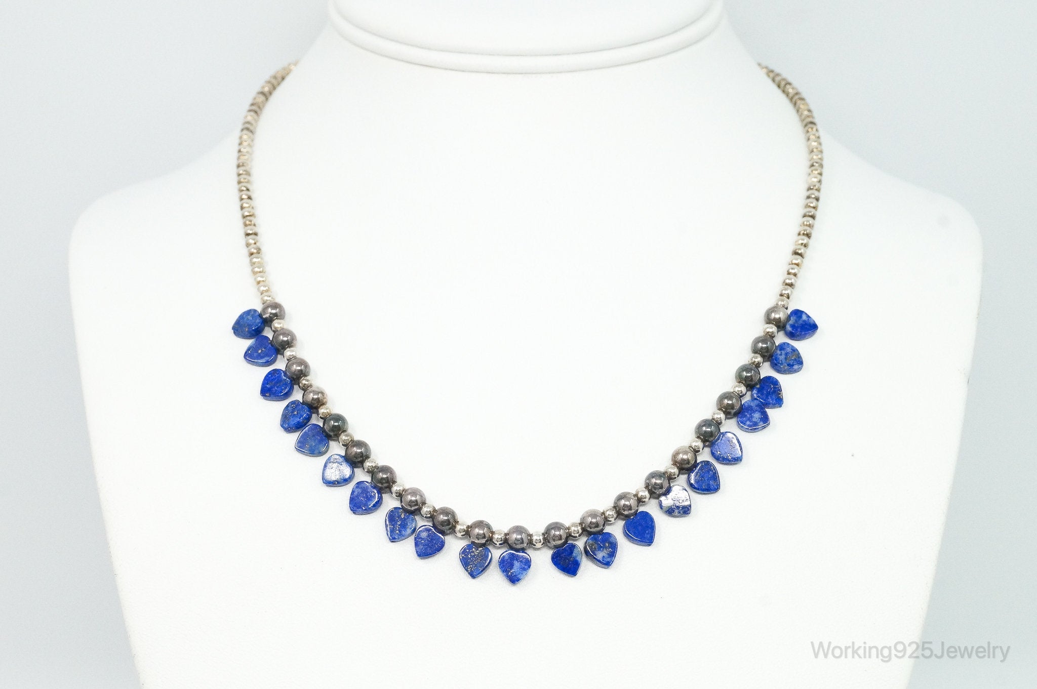 Vintage Native American QT Lapis Lazuli Bead Sterling Silver Necklace | Jewelry > Necklaces | Wiccan Center