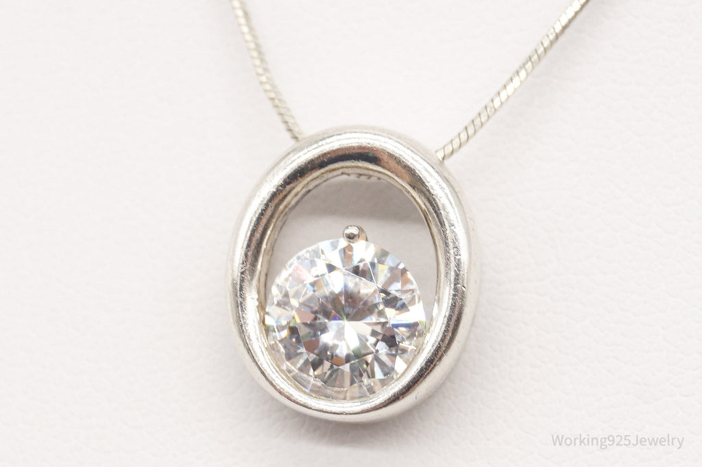 Vintage Large Cubic Zirconia DQCZ Sterling Silver Necklace | Jewelry > Necklaces > Pendants | Wiccan Center