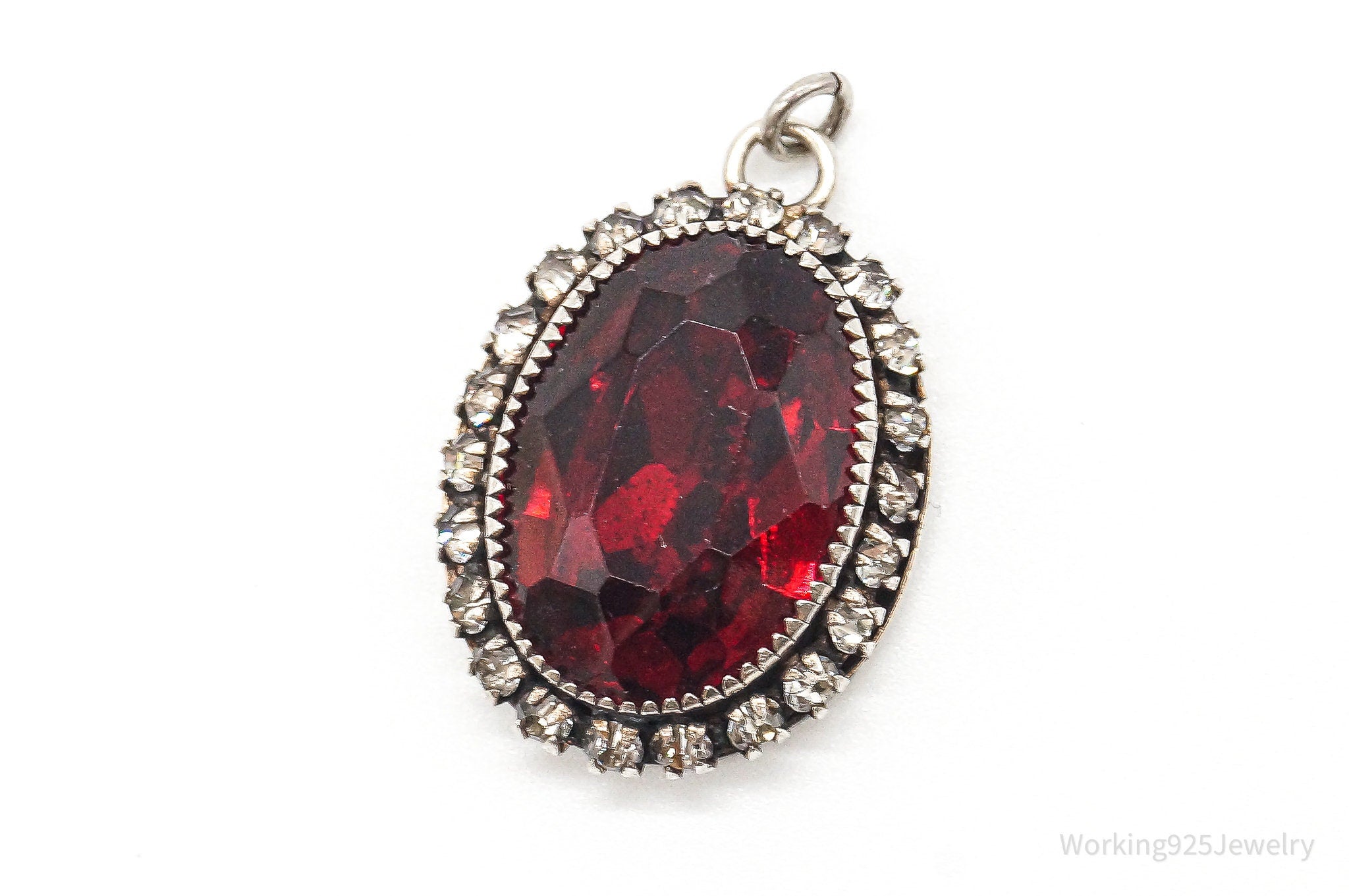 Antique Designer Martelli Glass Rhinestone Art Deco Sterling Silver Pendant | Jewelry > Necklaces > Pendants | Wiccan Center