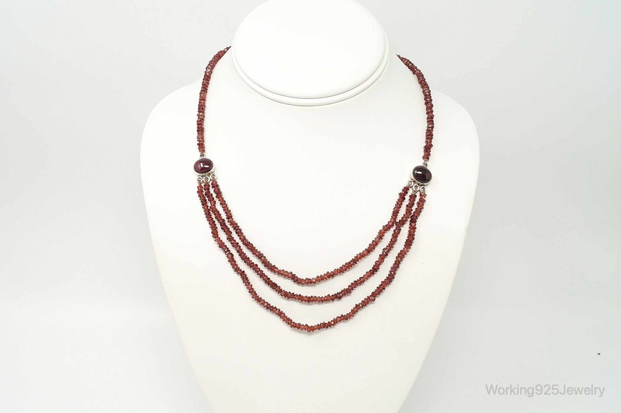 Vintage Garnet Bali Style Bead Strand Sterling Silver Necklace | Jewelry > Necklaces > Pendants | Wiccan Center