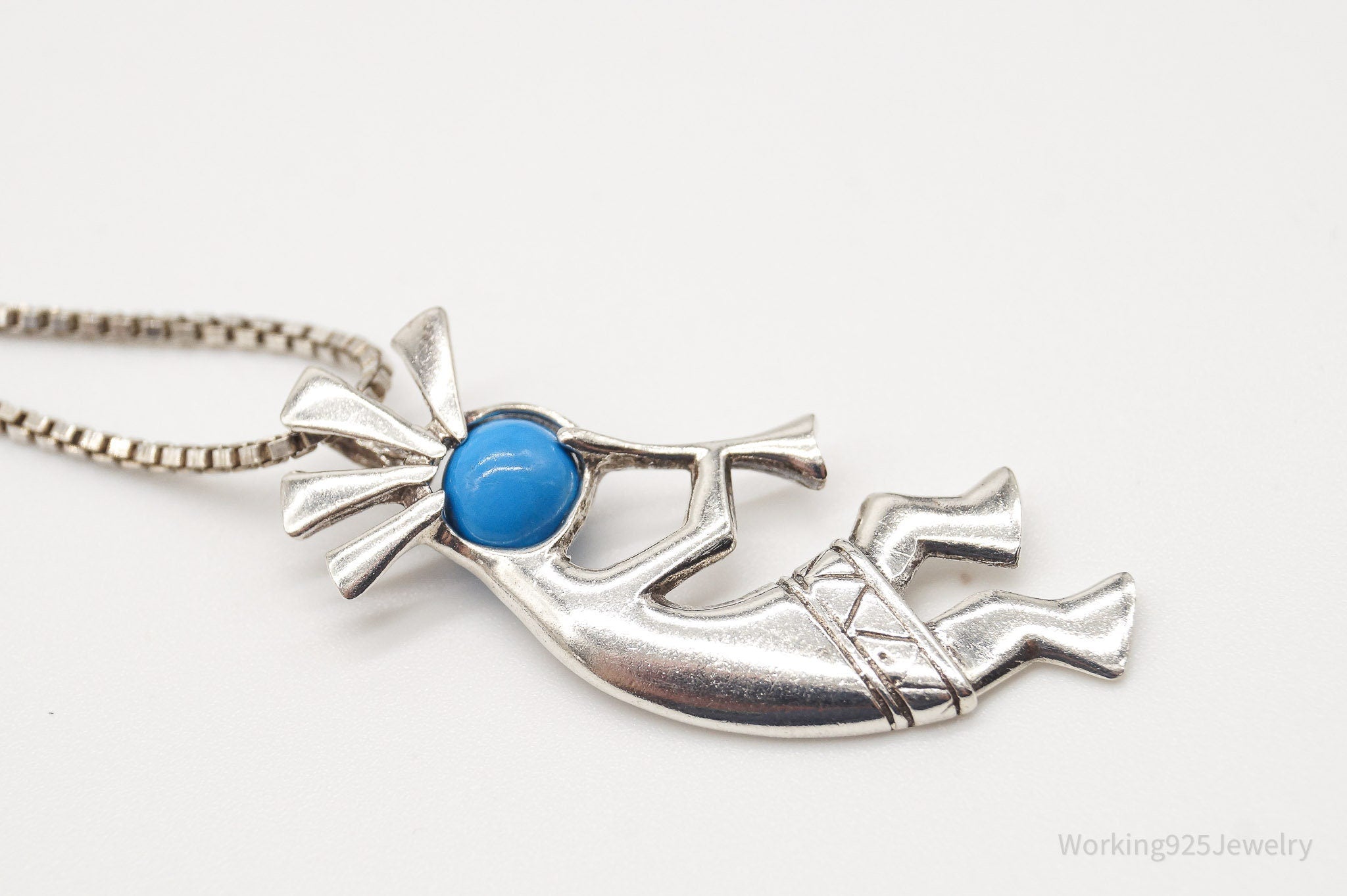 Vintage Handmade Native American Kokopelli Turquoise Sterling Silver Necklace | Jewelry > Necklaces > Pendants | Wiccan Center