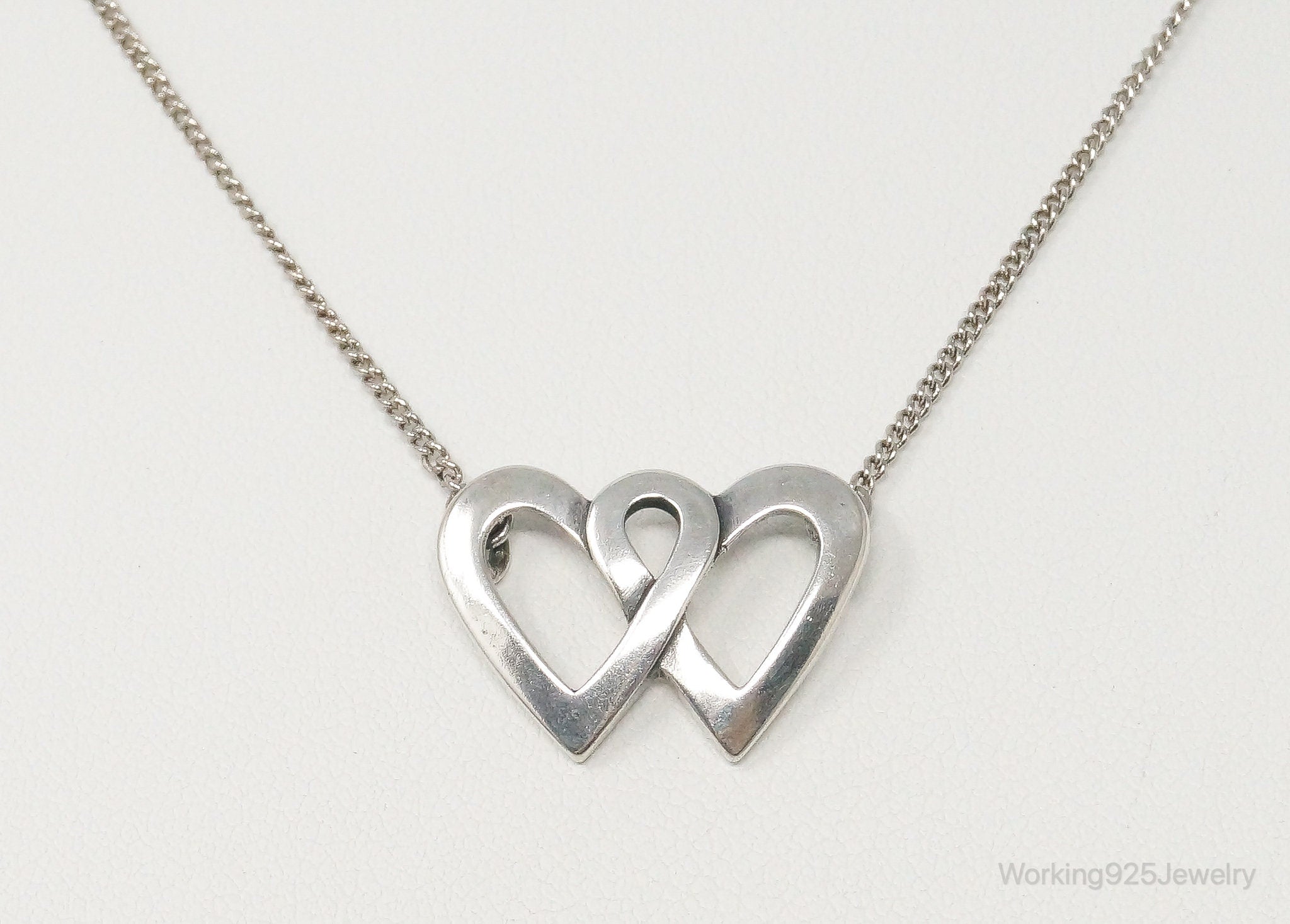 Vintage Linked Open Hearts Sterling Silver Necklace | Jewelry > Necklaces > Pendants | Wiccan Center