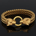 Vikings Wolf Heads Stainless Steel Bracelet | Chain & Link Bracelets | Wiccan Center