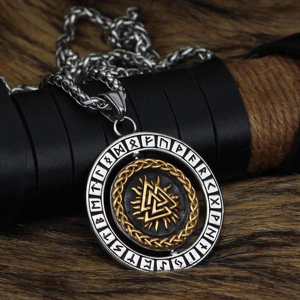Vikings Valknut Runes Stainless Steel Necklace | Chain Necklaces | Wiccan Center