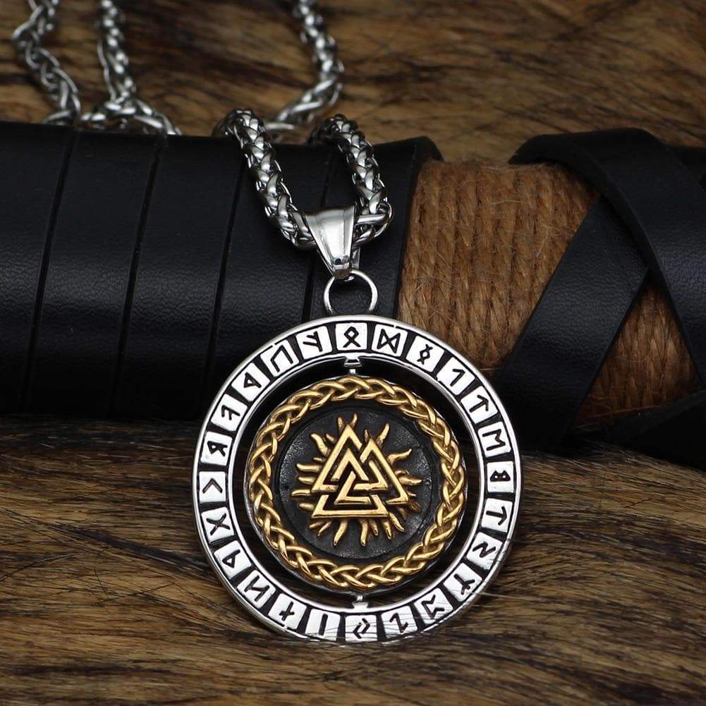 Vikings Valknut Runes Stainless Steel Necklace | Chain Necklaces | Wiccan Center