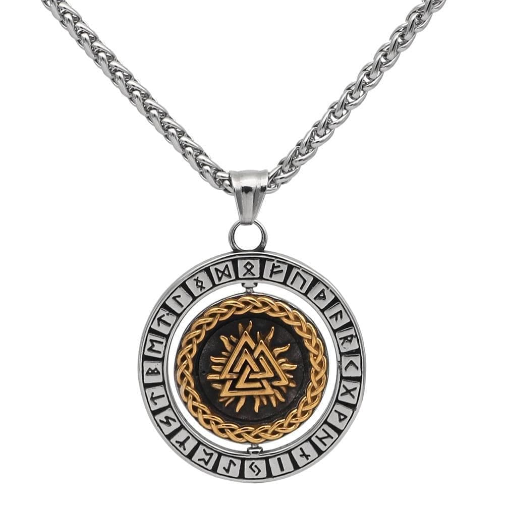 Vikings Valknut Runes Stainless Steel Necklace | Chain Necklaces | Wiccan Center