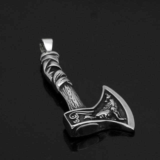 Vikings Axe Wolf Stainless Steel Necklace | Chain Necklaces | Wiccan Center