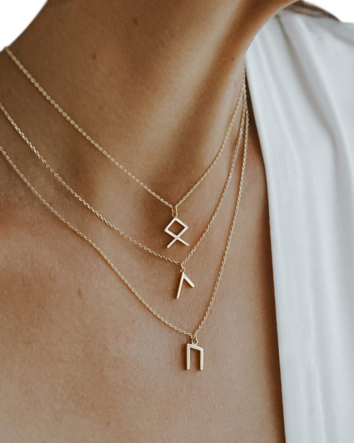 Viking Runes Tunic Stainless Steel Gold Necklaces | Chain Necklaces | Wiccan Center
