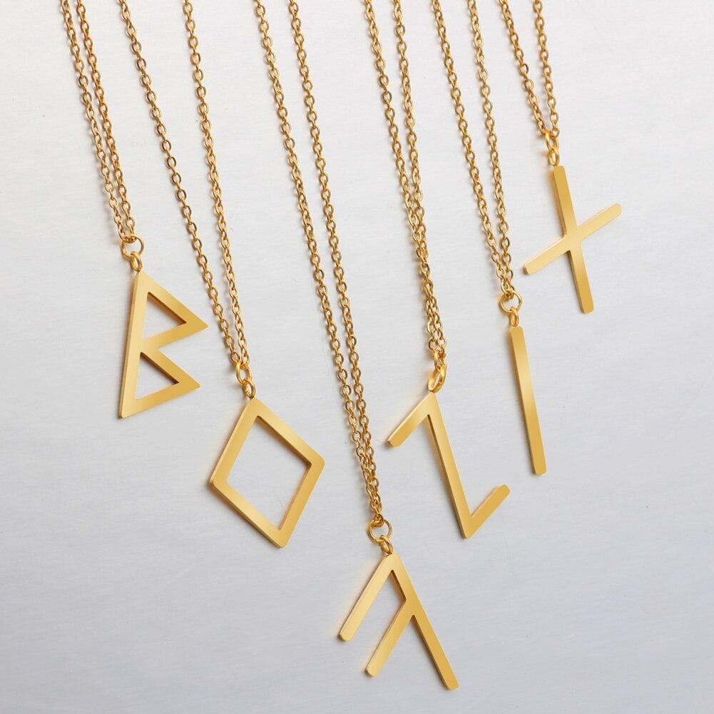 Viking Runes Tunic Stainless Steel Gold Necklaces | Chain Necklaces | Wiccan Center