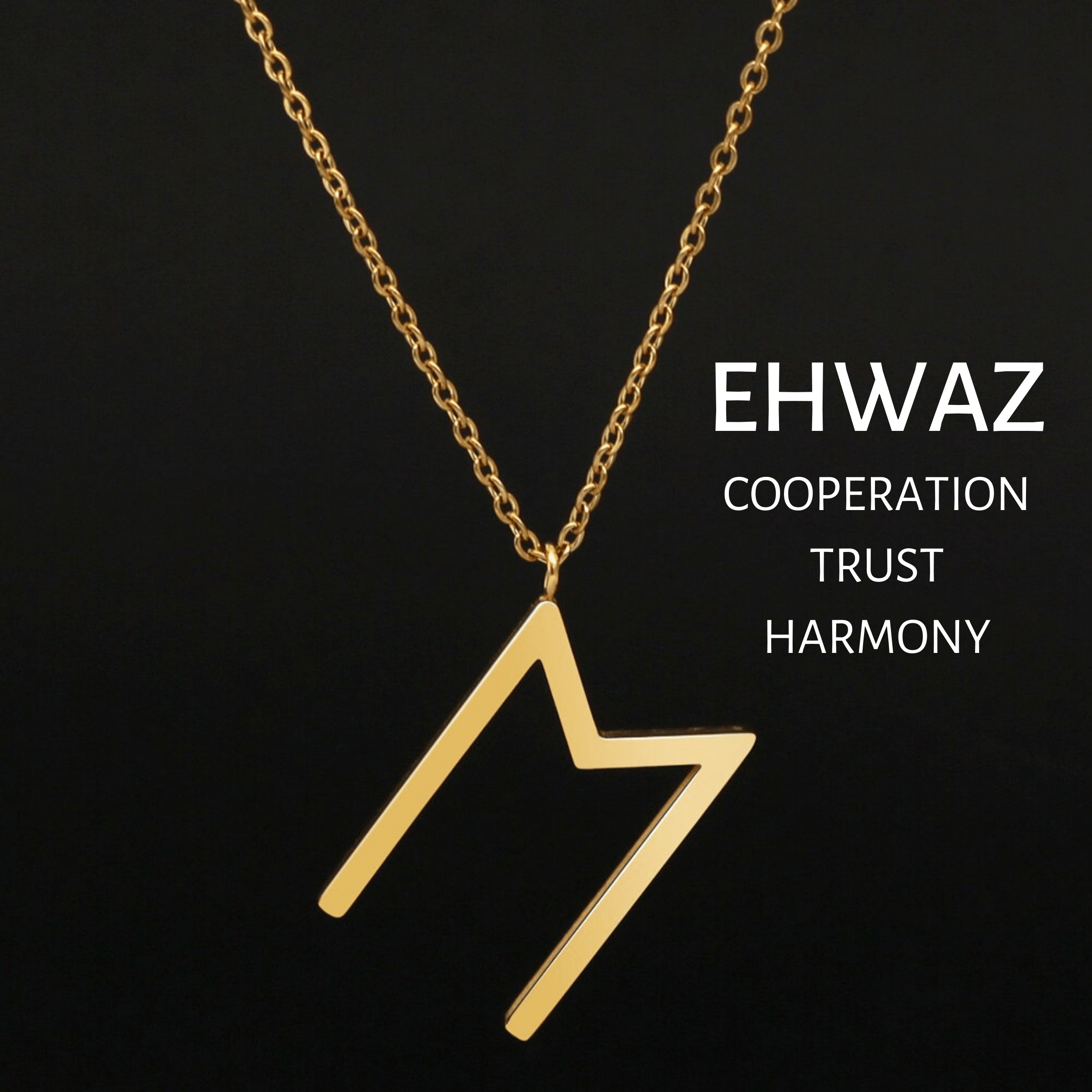 Viking Runes Tunic Stainless Steel Gold Necklaces | Chain Necklaces | Wiccan Center