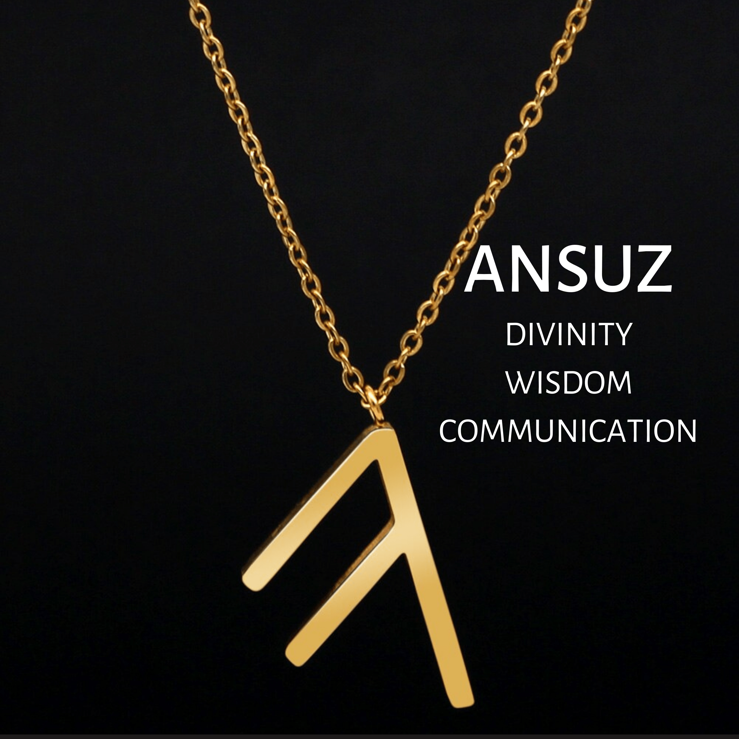 Viking Runes Tunic Stainless Steel Gold Necklaces | Chain Necklaces | Wiccan Center