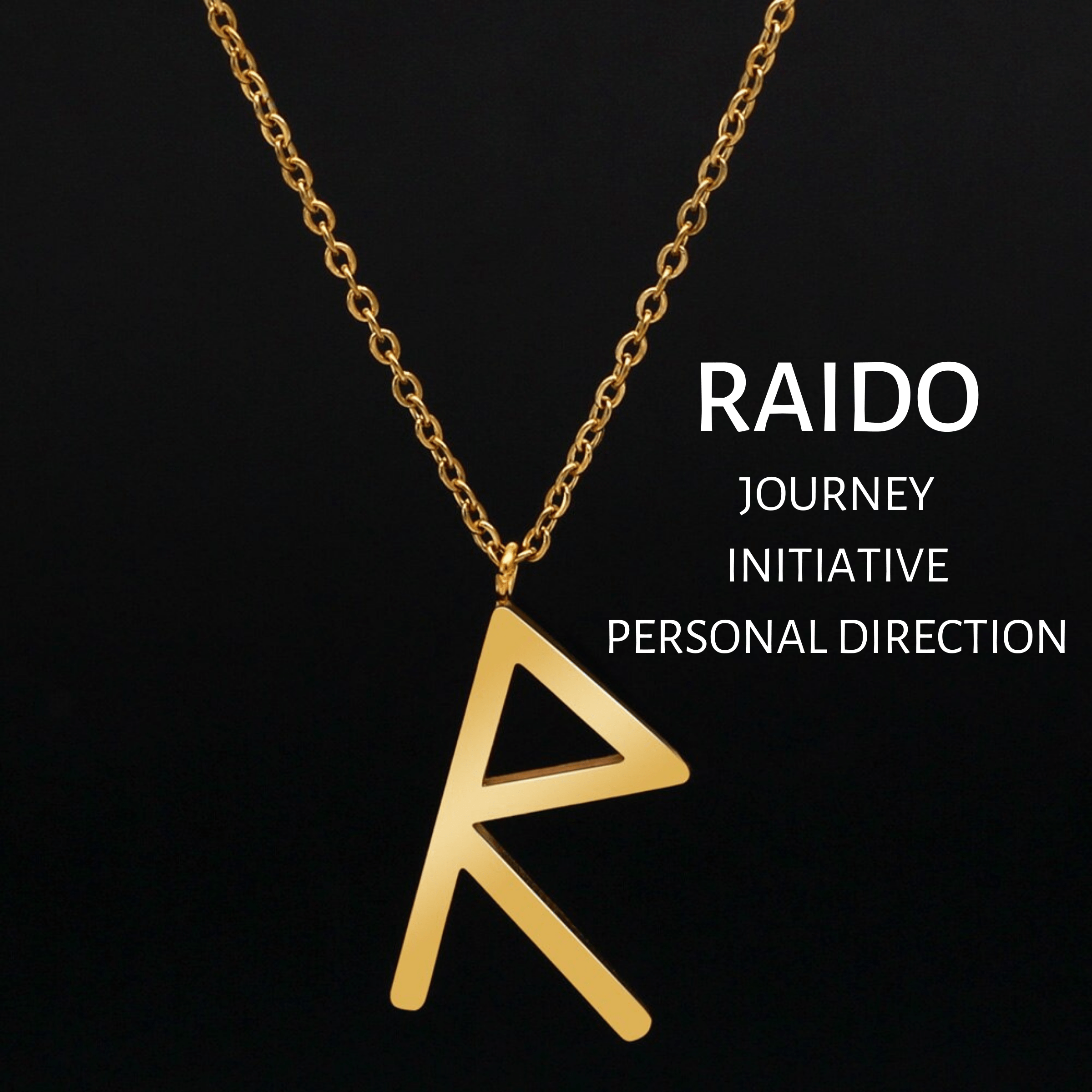 Viking Runes Tunic Stainless Steel Gold Necklaces | Chain Necklaces | Wiccan Center