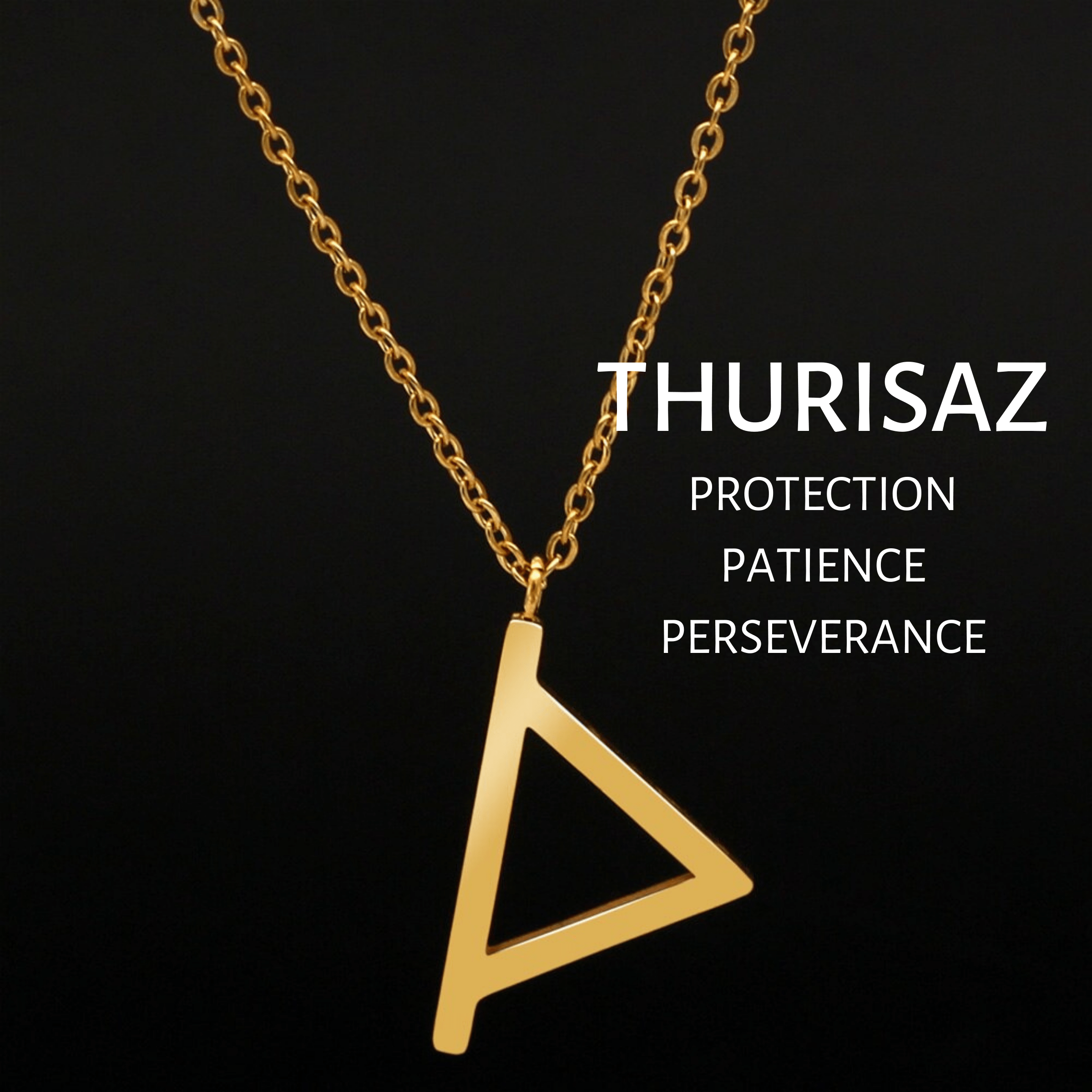 Viking Runes Tunic Stainless Steel Gold Necklaces | Chain Necklaces | Wiccan Center