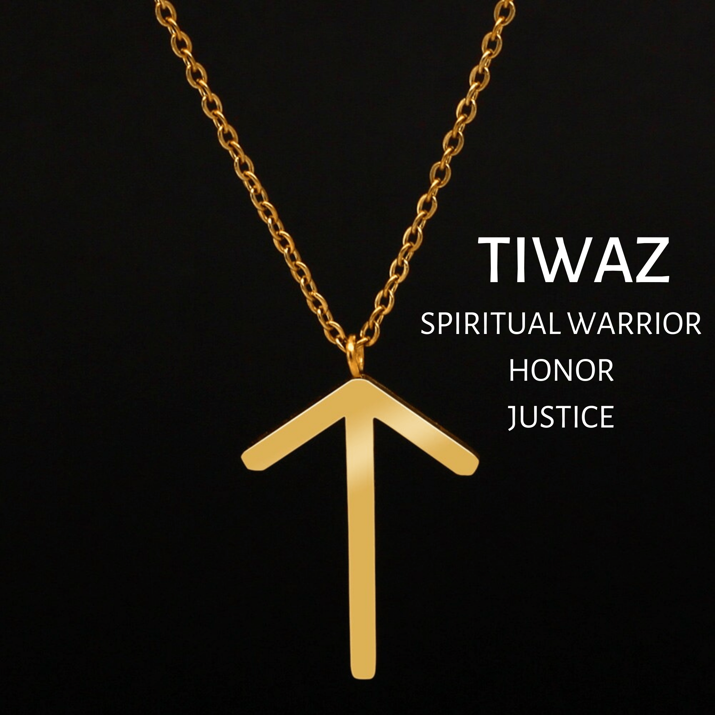 Viking Runes Tunic Stainless Steel Gold Necklaces | Chain Necklaces | Wiccan Center