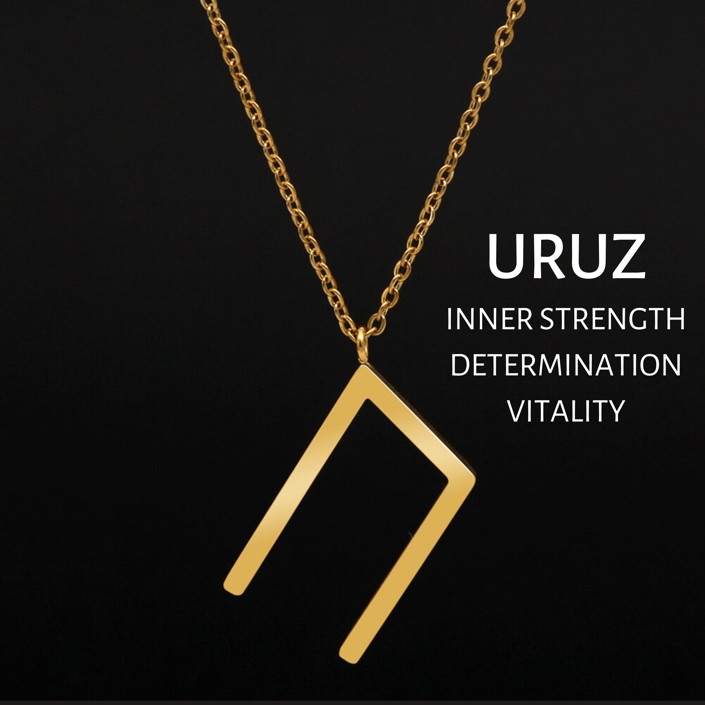 Viking Runes Tunic Stainless Steel Gold Necklaces | Chain Necklaces | Wiccan Center