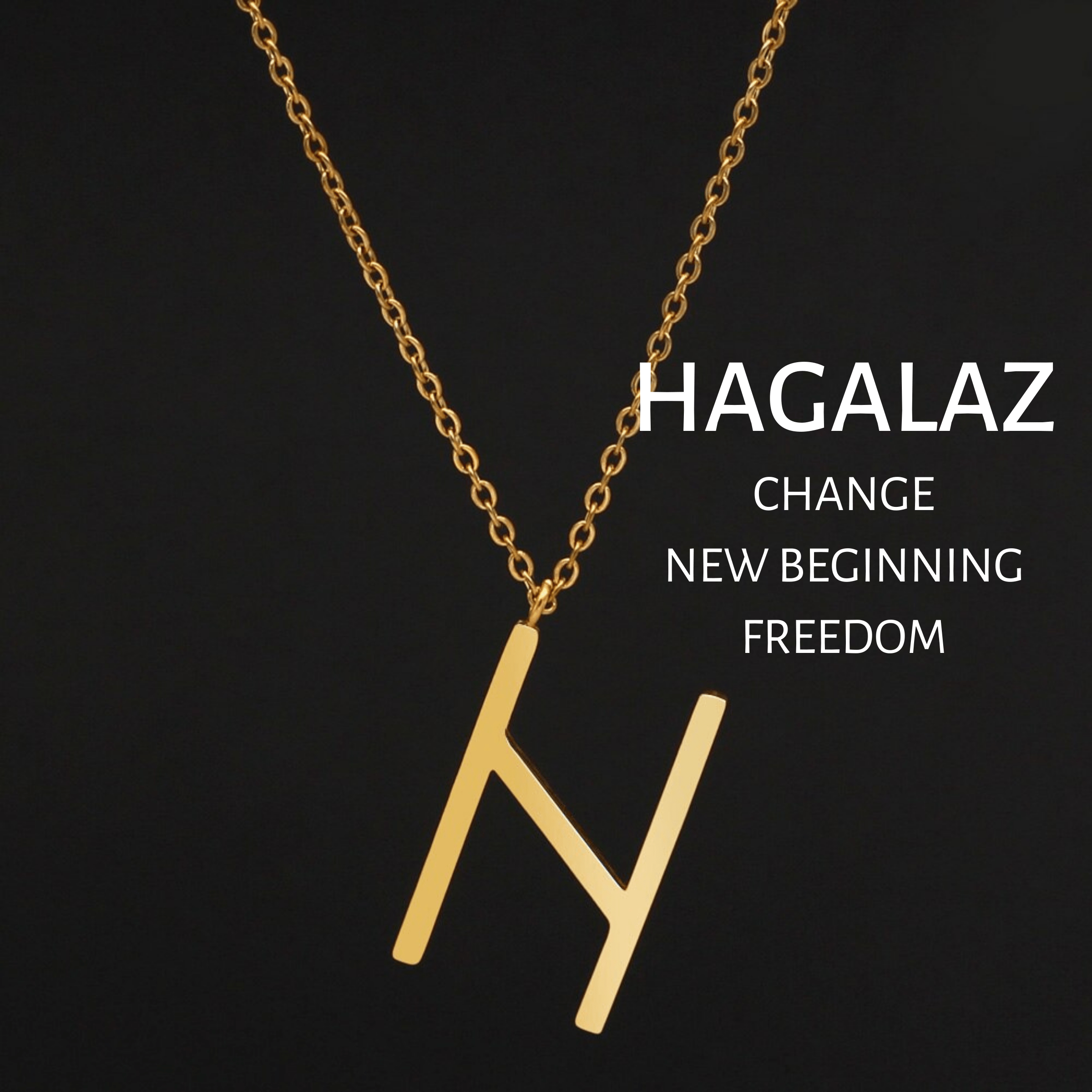 Viking Runes Tunic Stainless Steel Gold Necklaces | Chain Necklaces | Wiccan Center