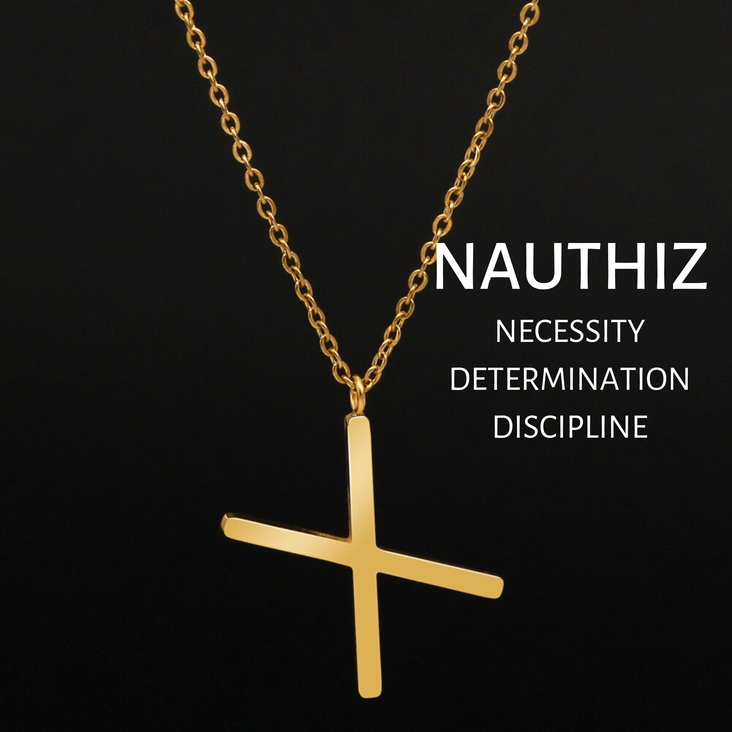 Viking Runes Tunic Stainless Steel Gold Necklaces | Chain Necklaces | Wiccan Center