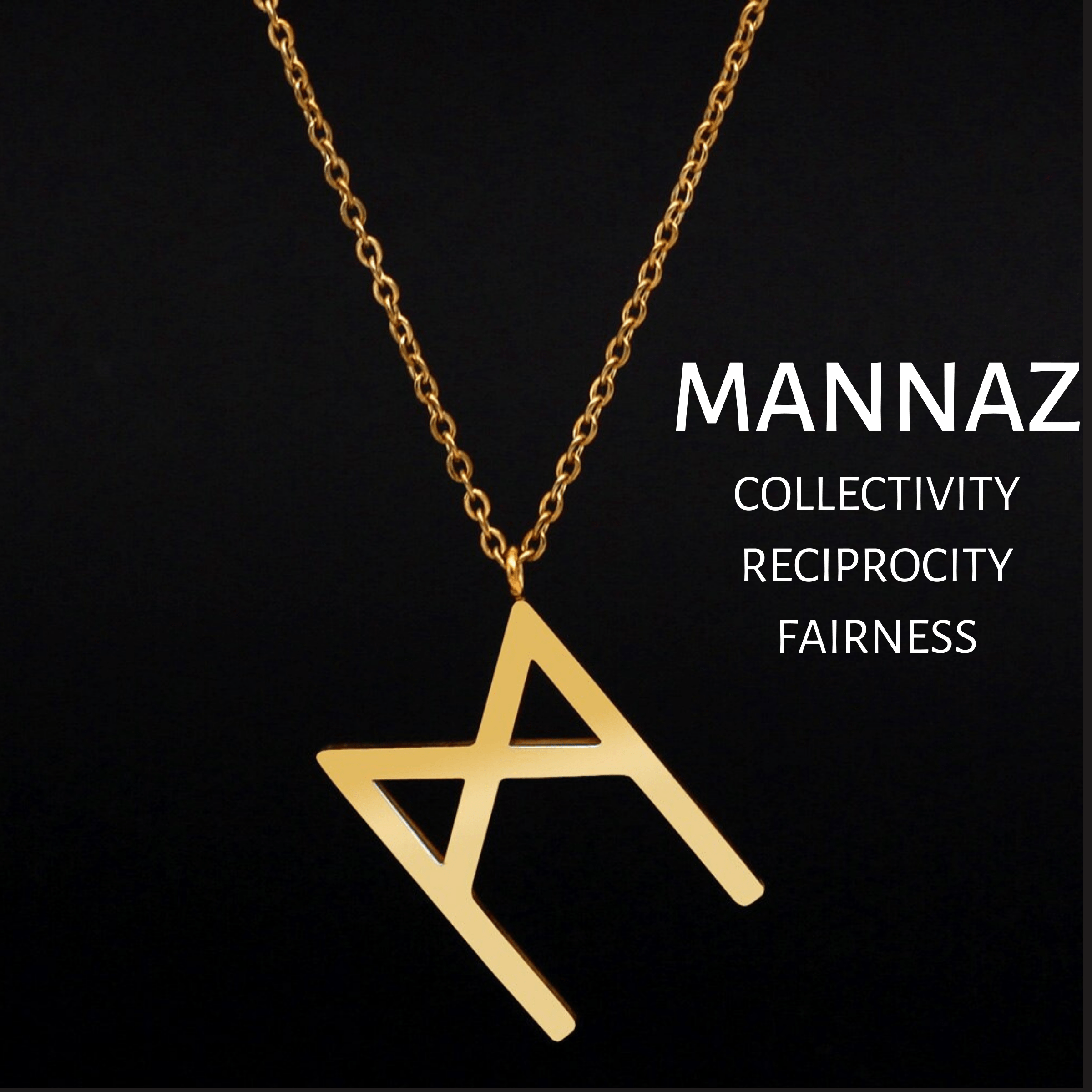 Viking Runes Tunic Stainless Steel Gold Necklaces | Chain Necklaces | Wiccan Center