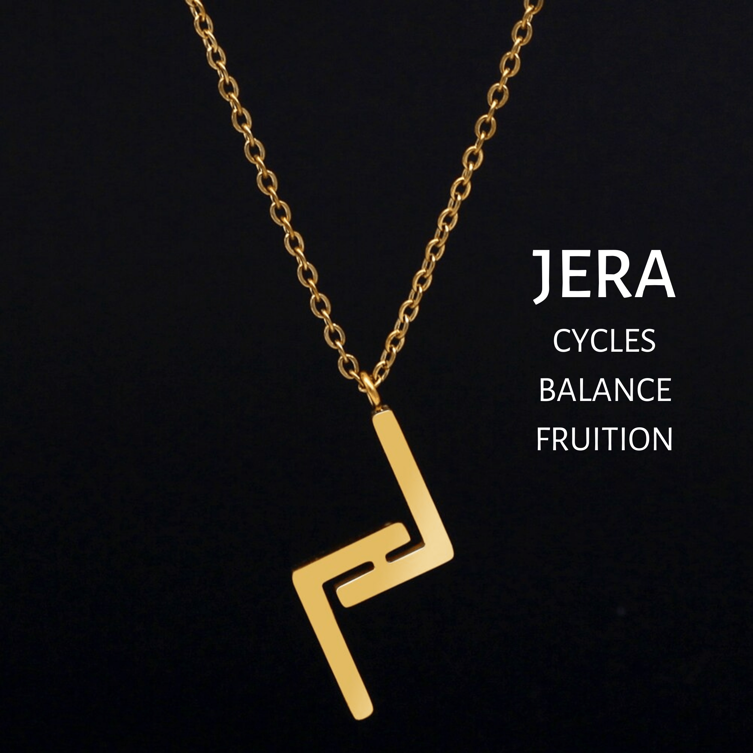 Viking Runes Tunic Stainless Steel Gold Necklaces | Chain Necklaces | Wiccan Center