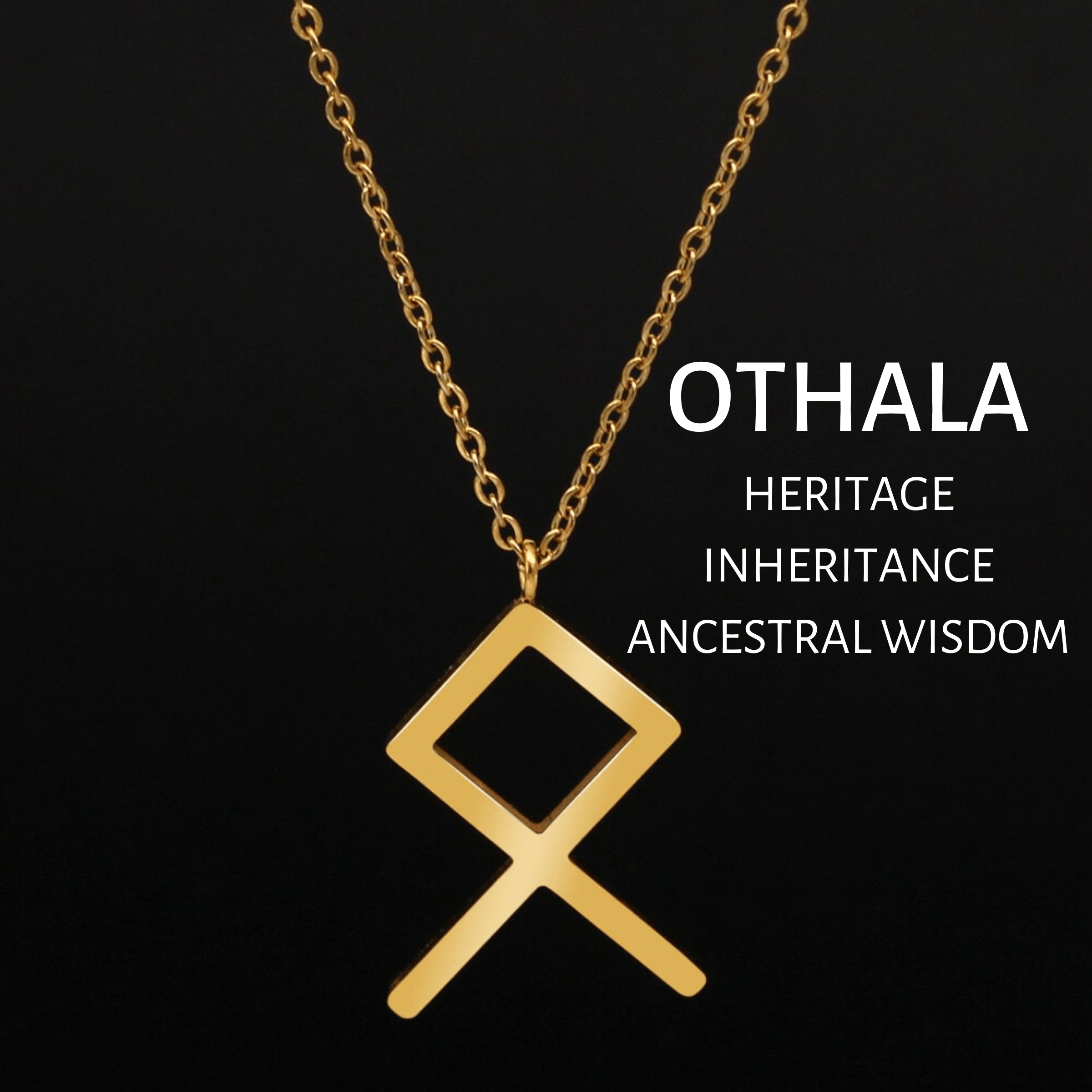 Viking Runes Tunic Stainless Steel Gold Necklaces | Chain Necklaces | Wiccan Center