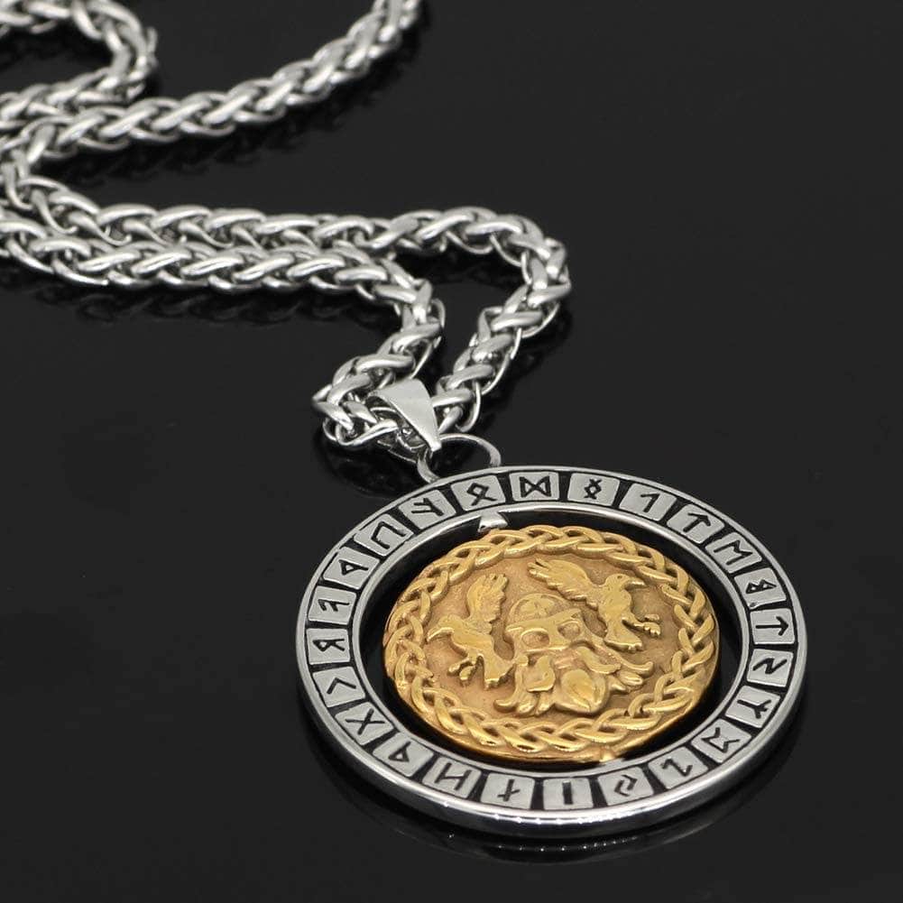 Vikings Odin Runes Stainless Steel 3D Necklace | Chain Necklaces | Wiccan Center